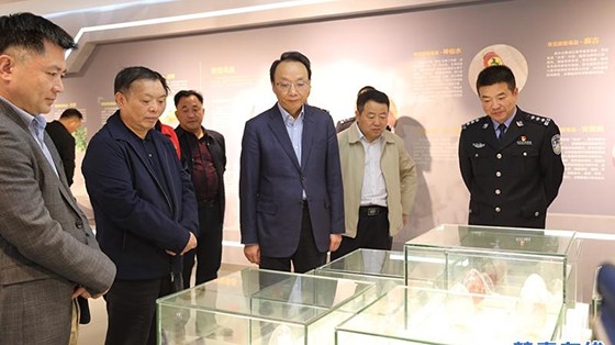 市委常委、政法委書(shū)記楊健蒞臨縣禁毒教育基地參觀指導(dǎo)